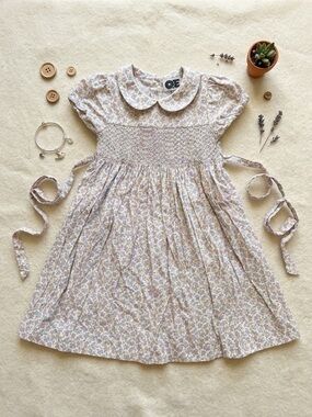 Question Everything Girls Floral Smocked Peter Pan Collar Dress - Light Lavender